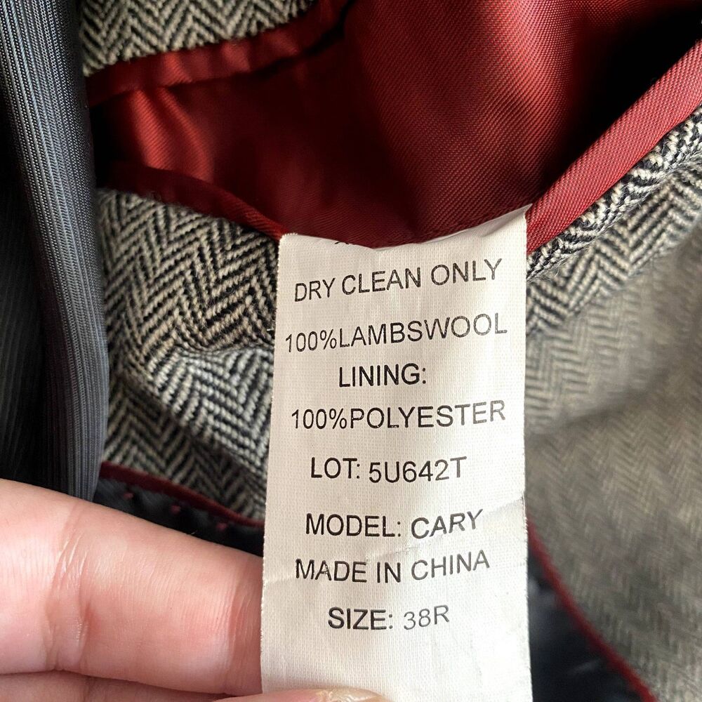 Andrew Fezza Signature Collection Blazer Lambswool Herringbone Gray Size 38R - Picture 5 of 5